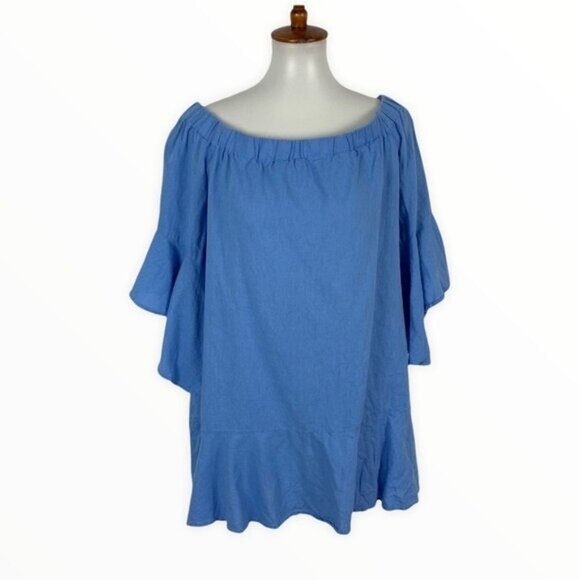 Zara Medium Blue Tunic Top Flowy Boho Minimalist Cottagecore Summer Style - Picture 1 of 7